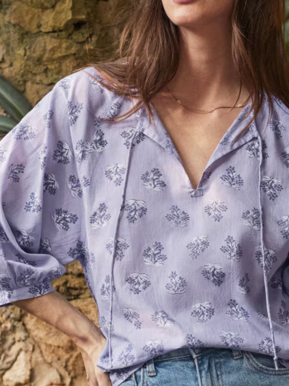 Garnett Hill Keya Organic-Cotton Voile Blouse - Picture 1 of 9